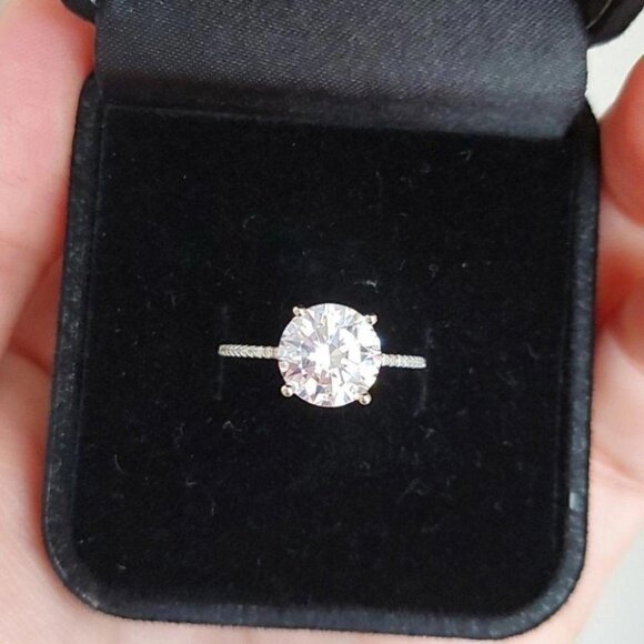 3 Carat Cubic Zircon Sterling Silver Engagement Ring - Picture 1 of 8